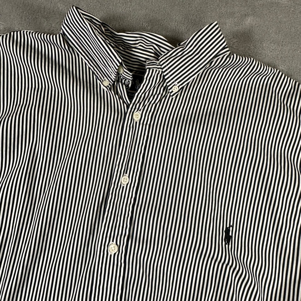 Ralph Lauren Classic Fit Striped Shirt Mens 2XLT Black White Cotton Button Down
